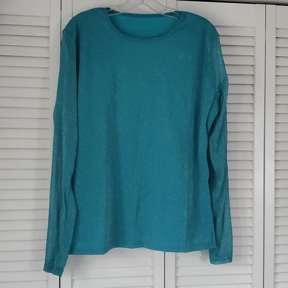 Elegant Teal Shimmering Top - Picture 3 of 10